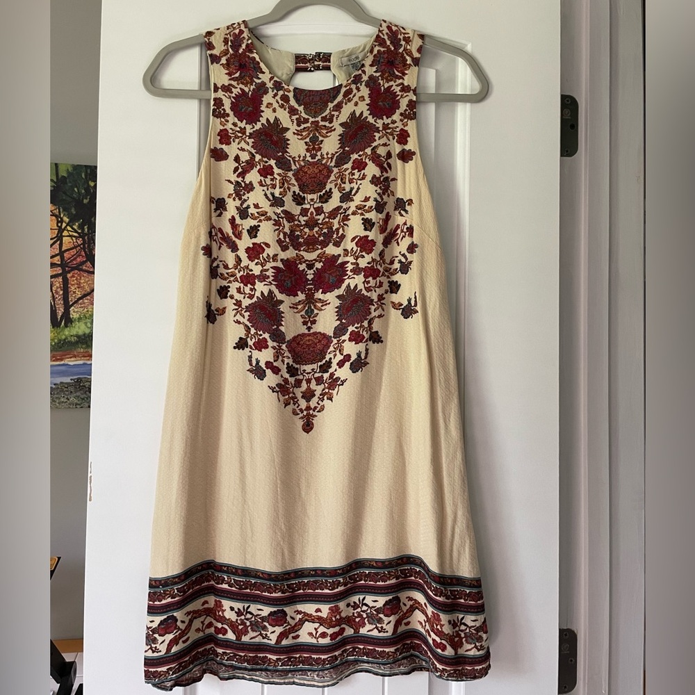 Medium Urban Outfitters Bohemian Mini Dress—Cream and Red— Sleeveless— Floral